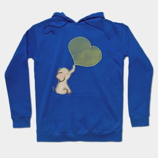 Elephant w heart balloon Hoodie